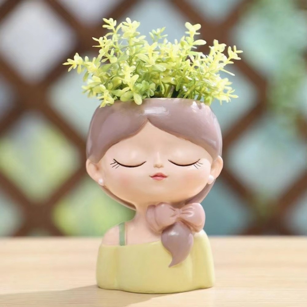 ガーデニング用品 レジン製少女顔型プランターポット 北欧スタ - Bonsai Garden Cafe のレビューと価格