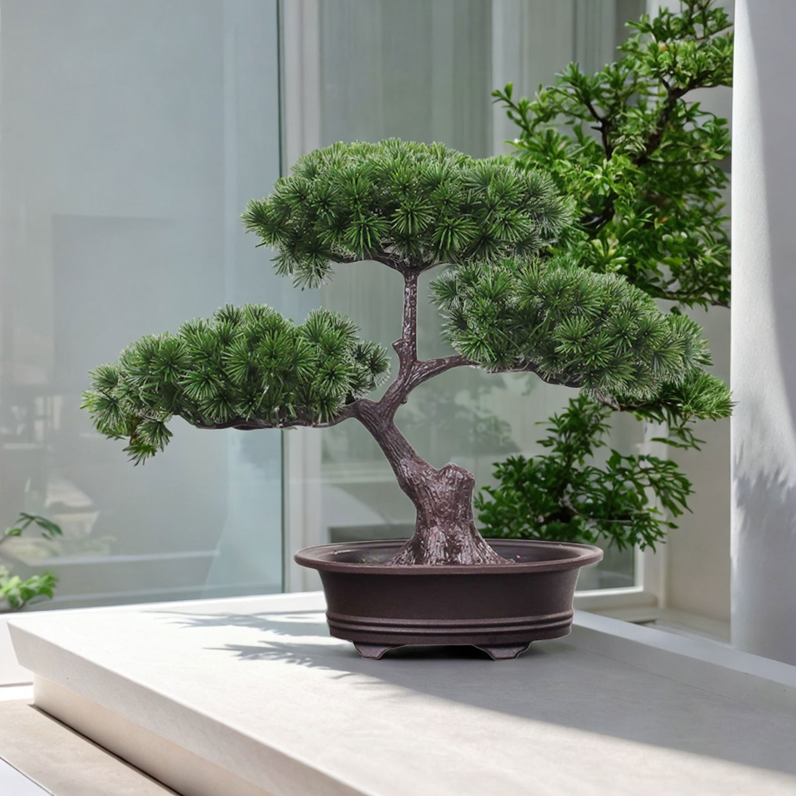 人工盆栽偽の木鉢植え緑の装飾デスクトップディスプレイリビング - Bonsai Garden Sushi のレビューと価格