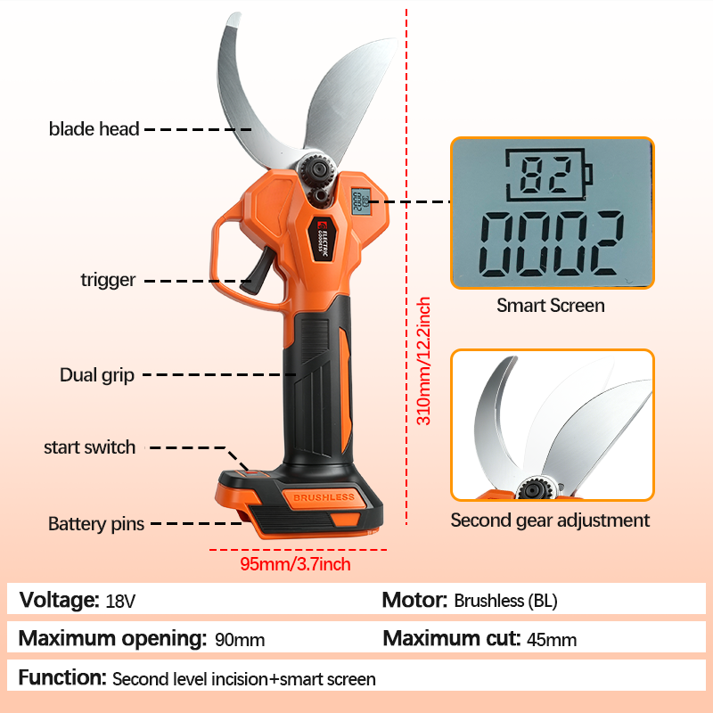 電動女神ブラシレス45mm電動剪定鋏コードレス果樹盆栽電動は - Bonsai Garden Tools のレビューと価格
