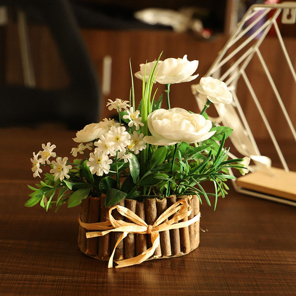 1個入り、リアルな造花の茶色いバラの鉢植え。自宅、オフィス、 - Bonsai Garden Cafe のレビューと価格
